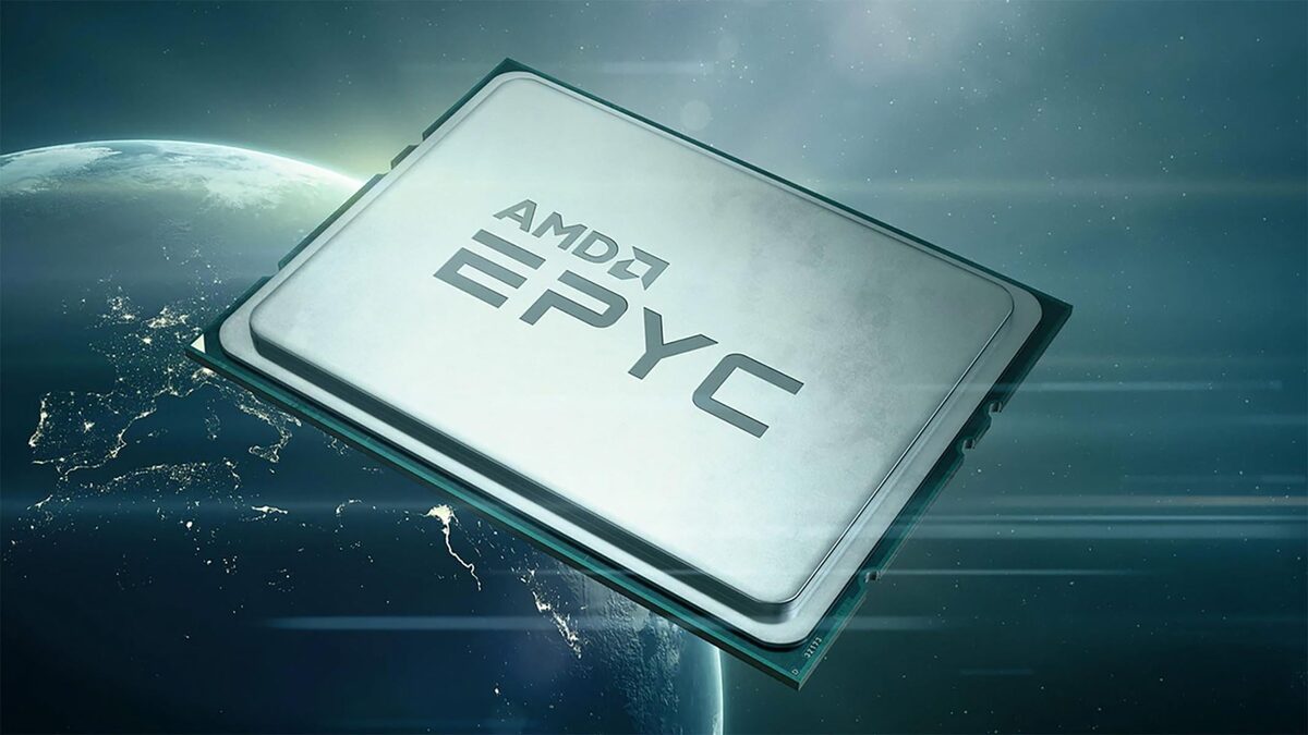 AMD EPYC server processor in cinematic studio lighting.