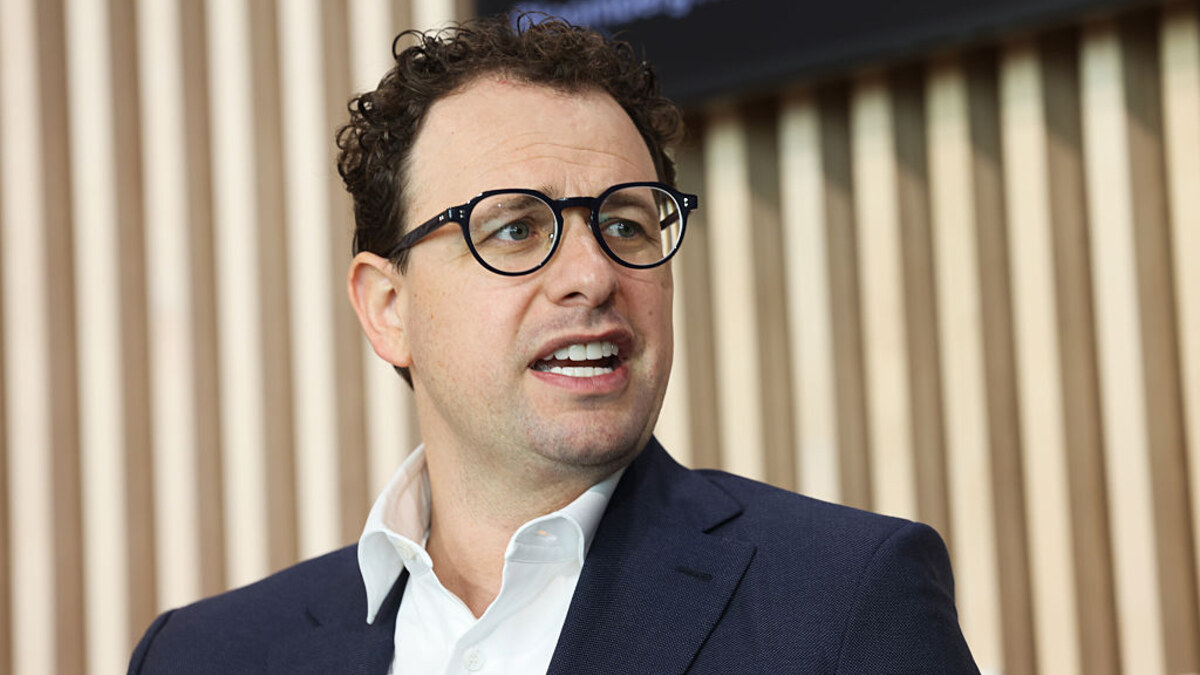Anthropic CEO Dario Amodei photographed at Bloomberg House during the World Economic Forum.
