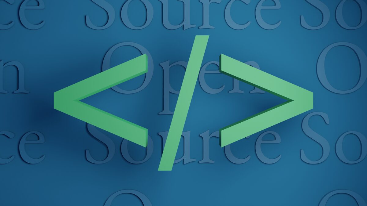 Open-source illustration showing a stylized icon for collaborative software development.