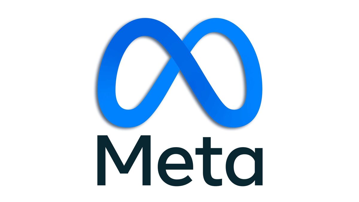 The Meta wordmark below the company's blue infinity-loop logo on a white background
