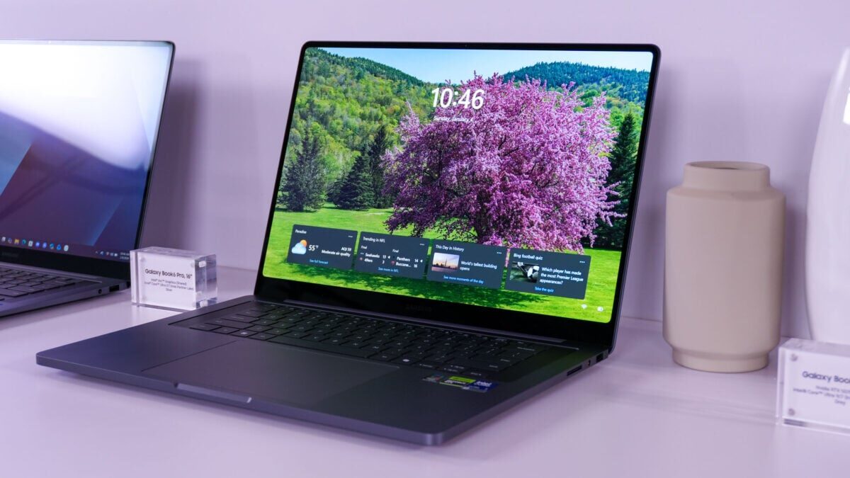 Samsung Galaxy Book ultrabook open on a desk