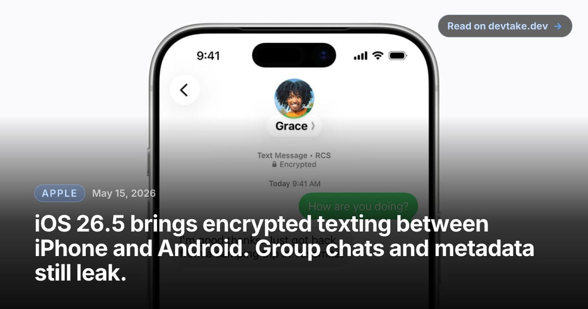 Apple Newsroom illustration for end-to-end encrypted RCS messaging beta.