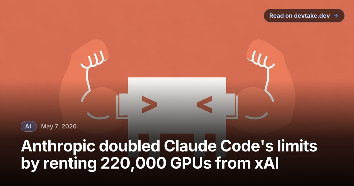 Cartoon Claude Code terminal flexing two muscular arms against a terracotta background