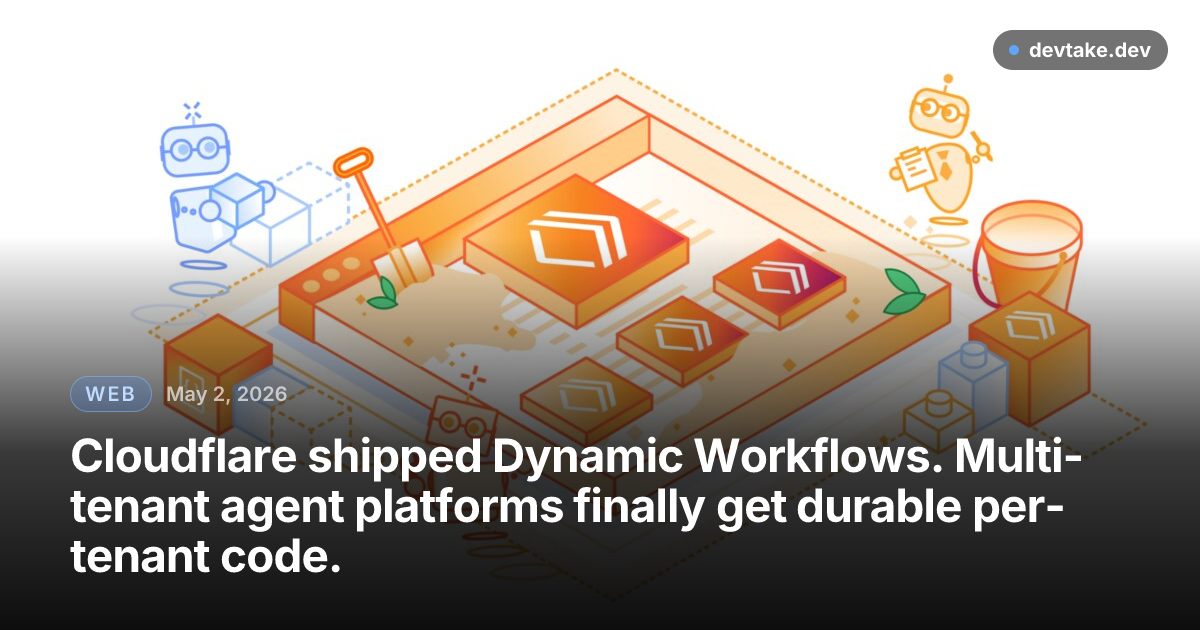Architecture diagram from Cloudflare's Dynamic Workflows launch post, showing a host Worker dispatching durable execution to per-tenant Workers.
