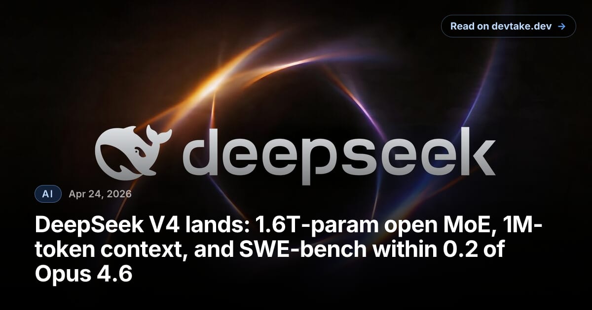 DeepSeek social card from the V4 API documentation release post.