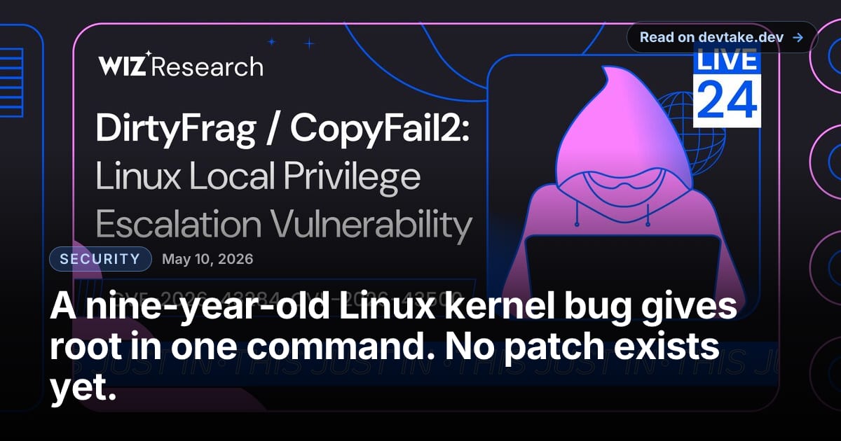Wiz Research's disclosure page for the Dirty Frag Linux kernel privilege escalation vulnerability
