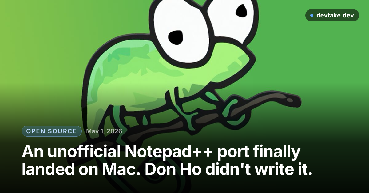 Notepad++ for Mac project page hero showing the ported macOS code editor