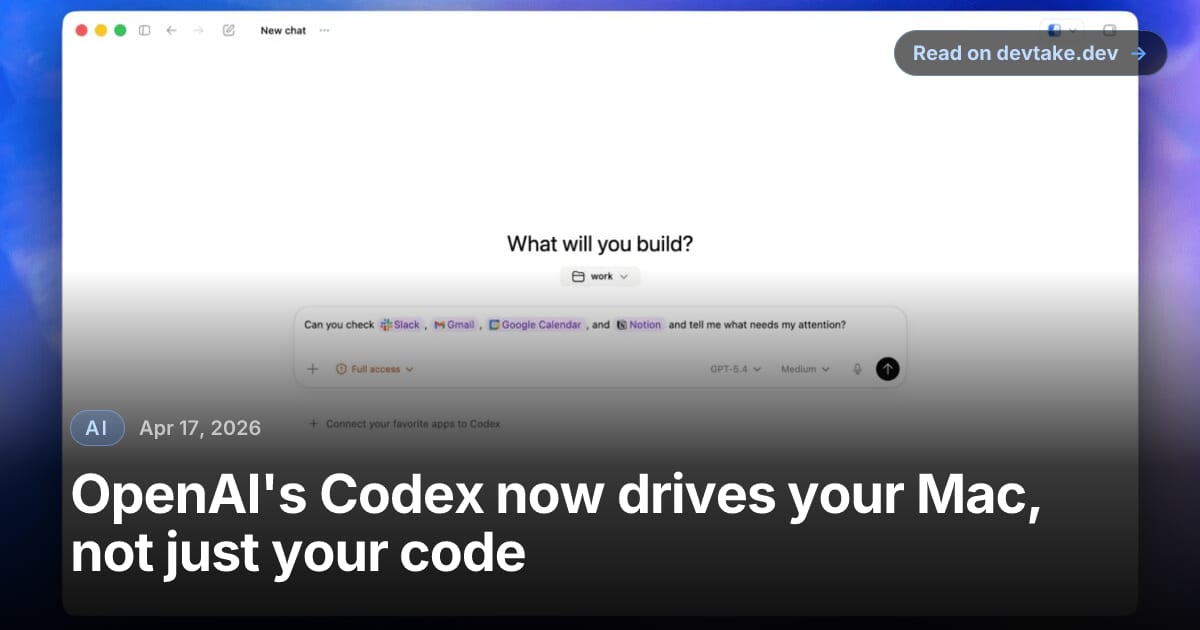 Screenshot of the updated OpenAI Codex Mac app with background computer-use panel