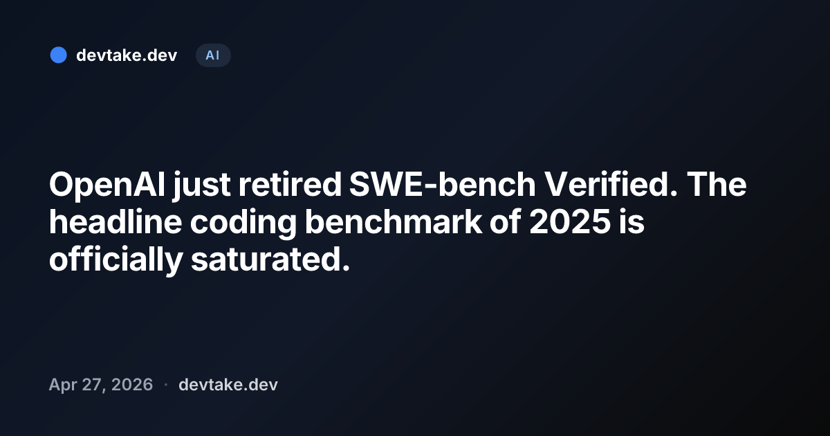 OpenAI just retired SWE-bench Verified. The headline coding benchmark of 2025 is officially saturated.