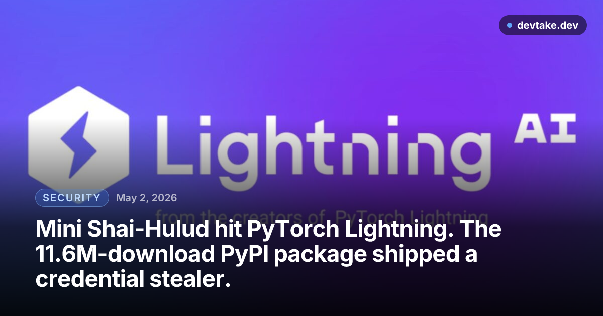 Lightning AI logo on a dark background, illustrating the PyPI supply chain compromise of the lightning Python package.