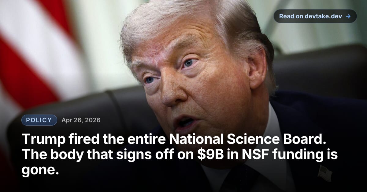 National Science Foundation building exterior, photo accompanying news of NSB dismissals.